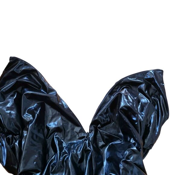 Polyester ruched fitted skinny pants with front zip, size large - Picture 3 of 6